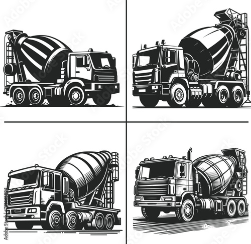 Concrete Mixer Truck Vector , Cement Mixer Svg , Building Build Renovate Vehicle Equipment , Construction Truck Svg