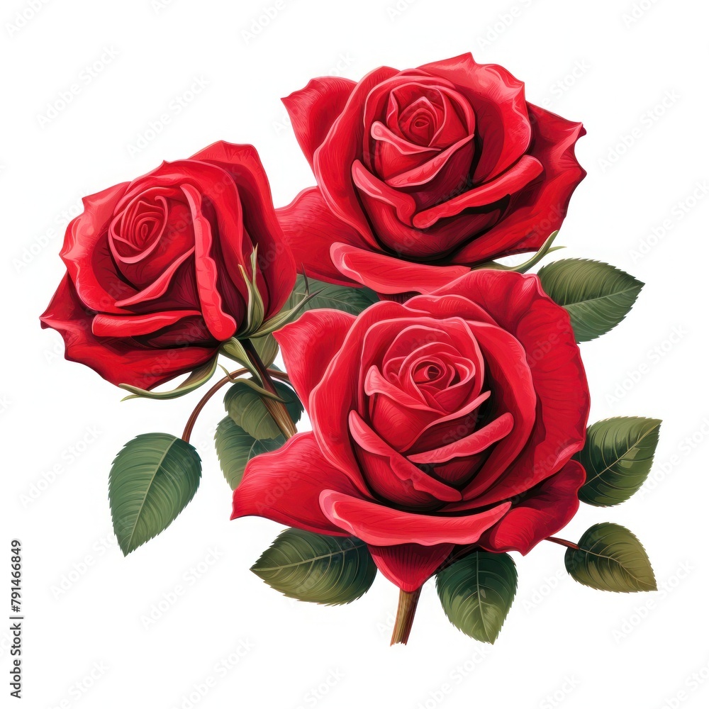 Naklejka premium Valentine's Day roses clipart isolated on a white background