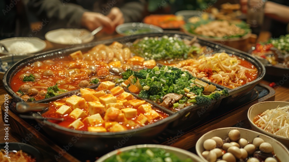 Hot pot food without double dipping in Chengdu, China.
