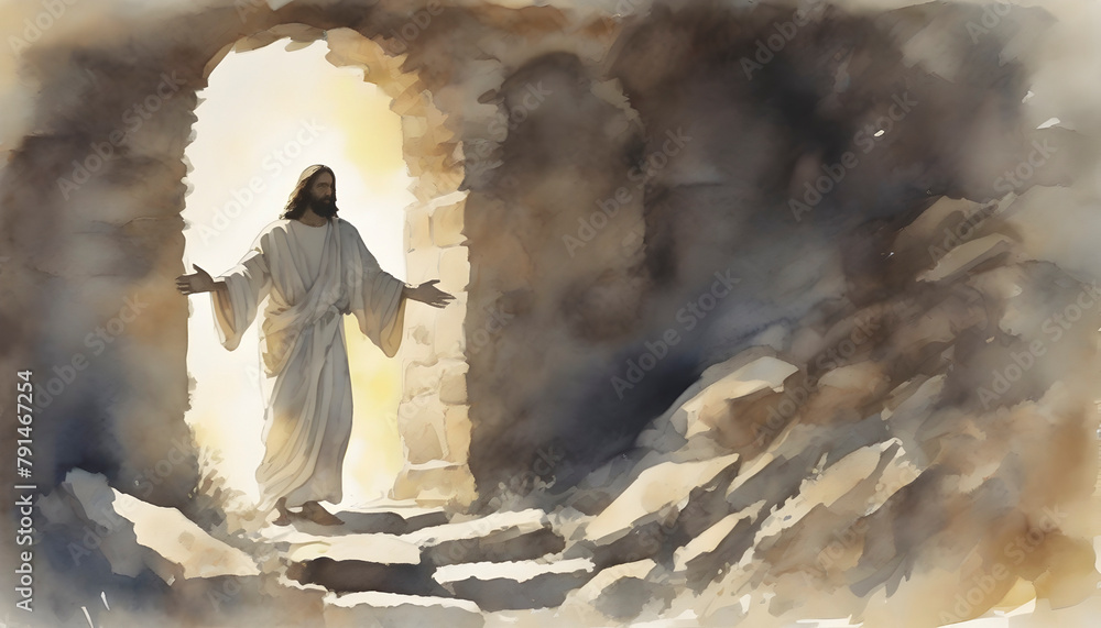 Watercolor painting of Jesus Christ ‘s resurrection. Watercolor painting of Jesus Christ ‘s resurrection.