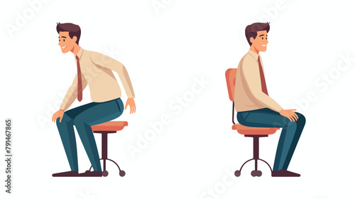 Correct and uncorrect bad sitting and walking posit