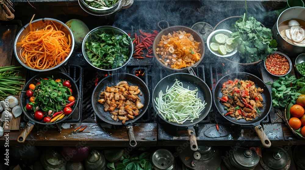 Obraz premium Street food at the night market in Taipei.
