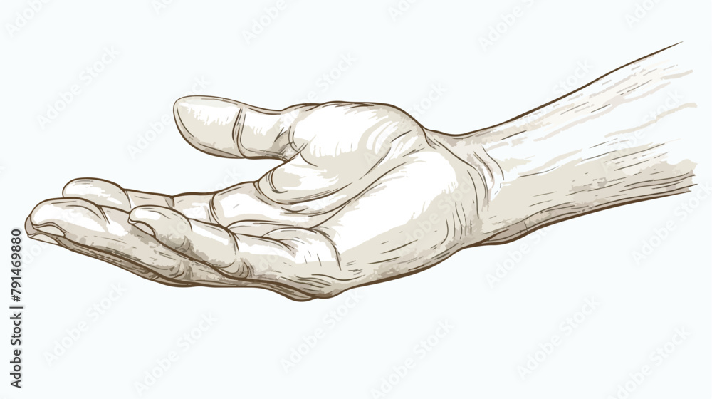 Hand with palm open Hand drawn style vector design 