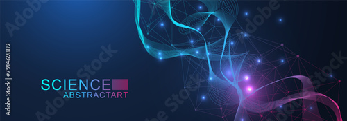 AI technology abstract background. AI generative art creative banner concept in the digital style. High tech poster with place for text. Futuristic design element.