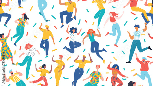 Happy energy people pattern. Seamless background 
