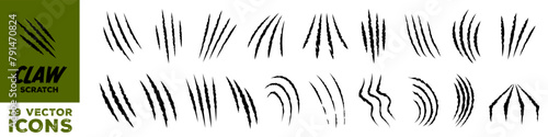 Claw scratch. Claw scratch set. Silhouette sign.