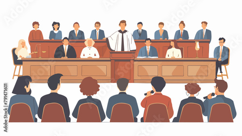 Advocate or barrister giving speech in courtroom
