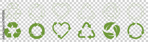 Recycling icon on transparent background