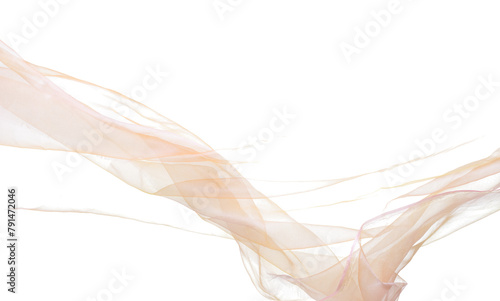 Obraz na plátně Orange Organza fabric flying in curve shape, Piece of textile orange organza fabric throw fall in air
