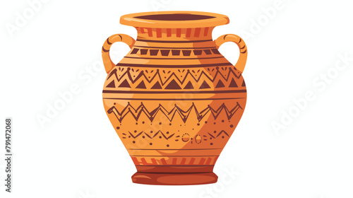 Ancient ornamented hellenic amphora. Old greek clay vector
