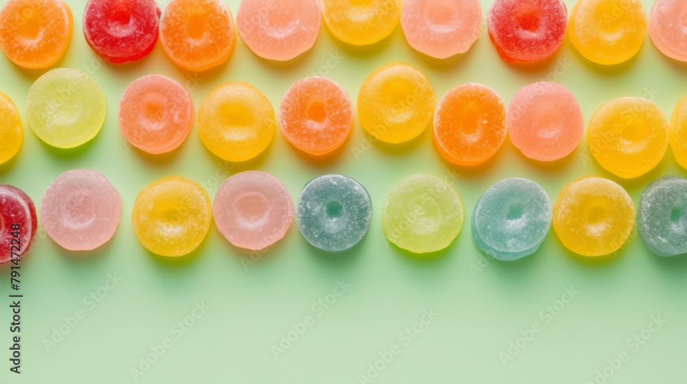 Tasty colorful lollipops as a background, top view, copy space. Tasty colorful lollipops as a background, top view, copy space.