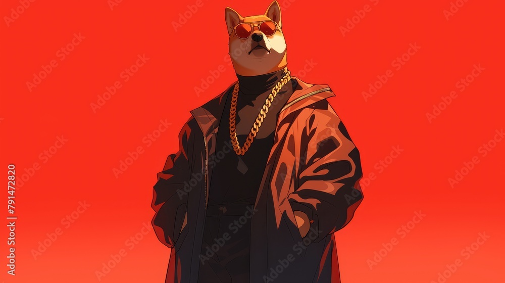 Illustration 2d of a cool and captivating leading dog mascot Illustration 2d of a cool and captivating leading dog mascot