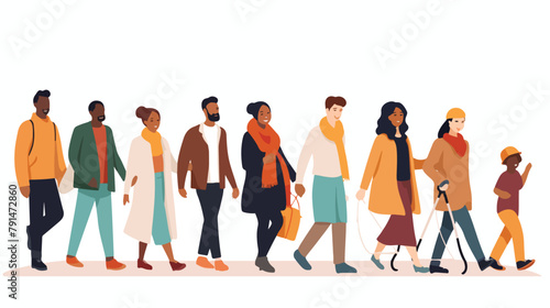 Crowd of multiethnic male and female person vector