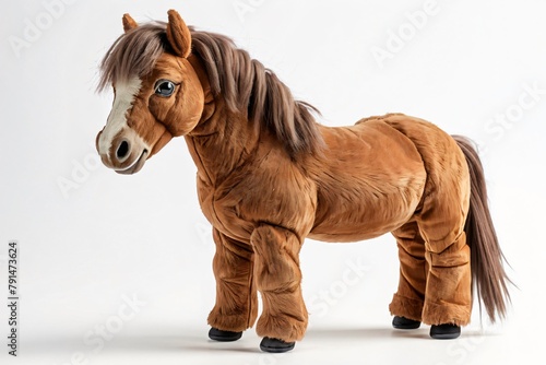 Adorable brown horse stuffed toy, cute animal stuffed toy, isolated on white background photo