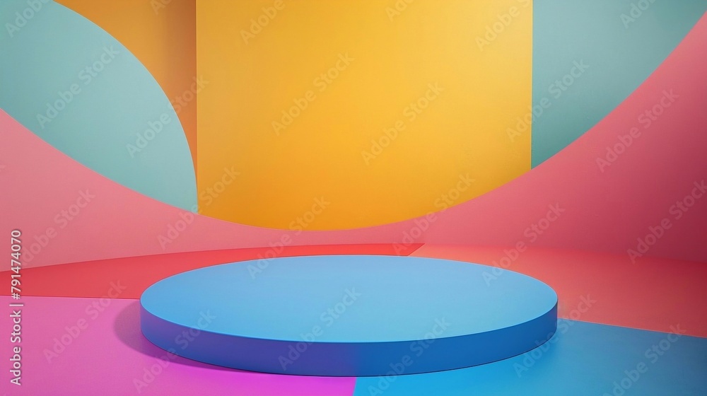 Podium stand 70's retro background Podium stand 70's retro background