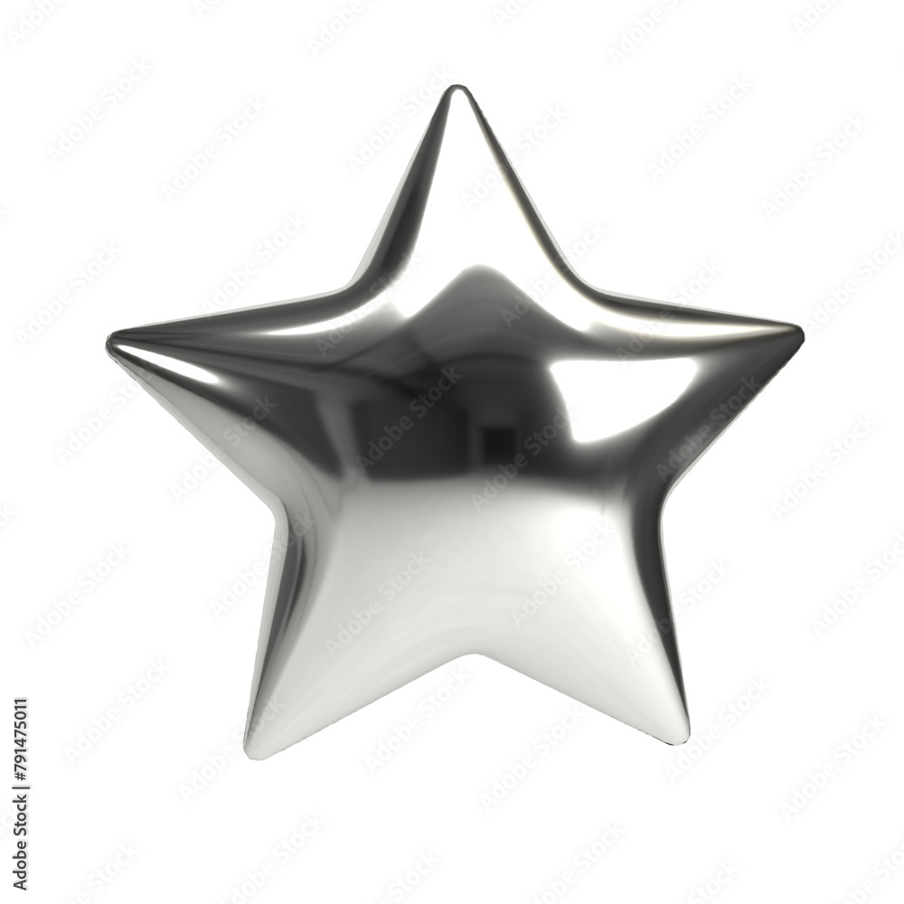 Shiny Metallic Star: A 3D Chrome Reflection Shiny Metallic Star: A 3D Chrome Reflection