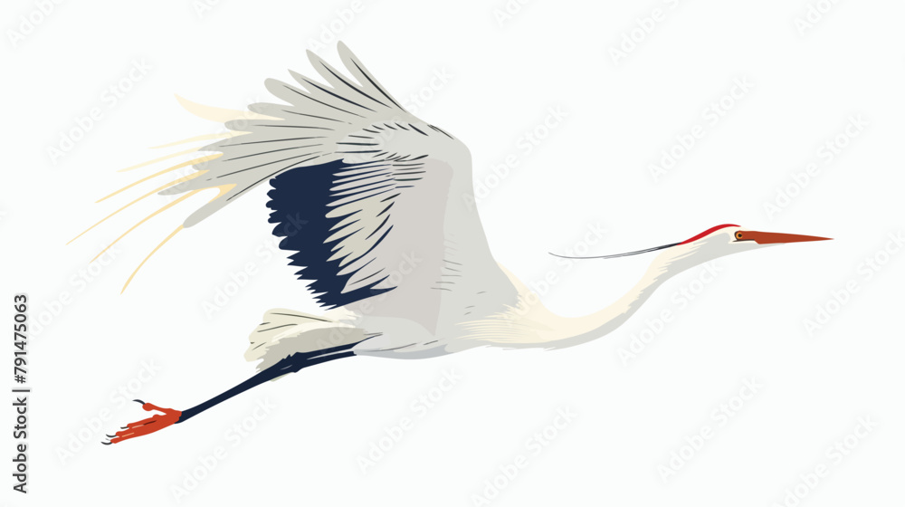 Obraz premium Bird flying. Feathered crane heron in flight
