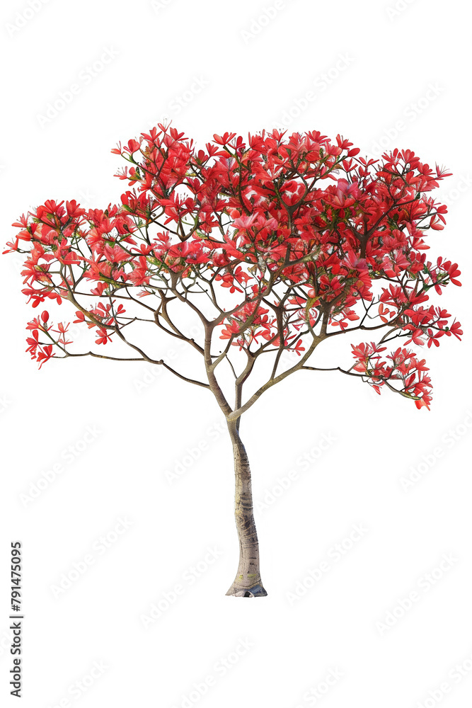 A red tree with no leaves