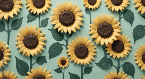 seamless pattern with sunflowers #791475405