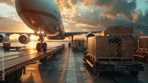 airplane loading cargo into its hold, ensuring swift delivery of goods across continents