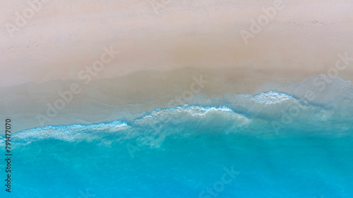 Ocean Tropical Beach with the soft wave water of the sea on the sandy beach background © SASITHORN