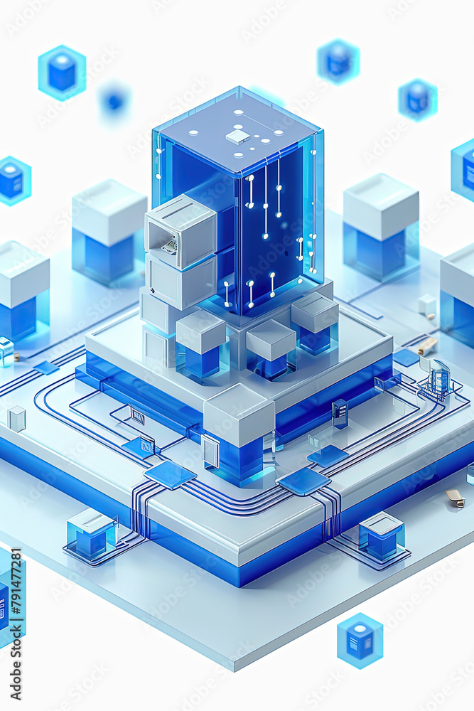 Enterprise Zone 3D Scene with Frosted Glass Cube Enterprise Zone 3D Scene with Frosted Glass Cube