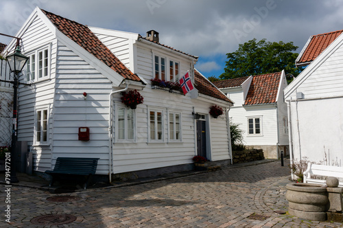 Gamle is popular living area, historic quarter with wooden buildings from the 18th and 19th centuries. Stavanger, Norway.
