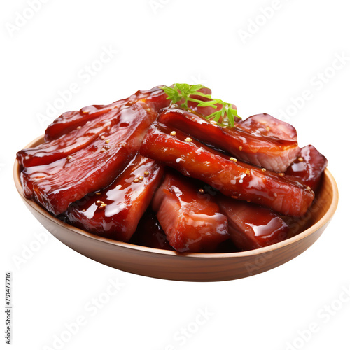 Tasty Red Cooked Pork Hng Sho Ru Isolated On White Background photo