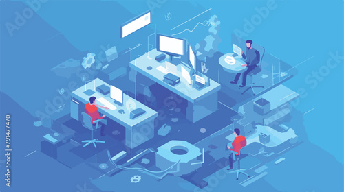 Customer support isometric vector illustration. Dig