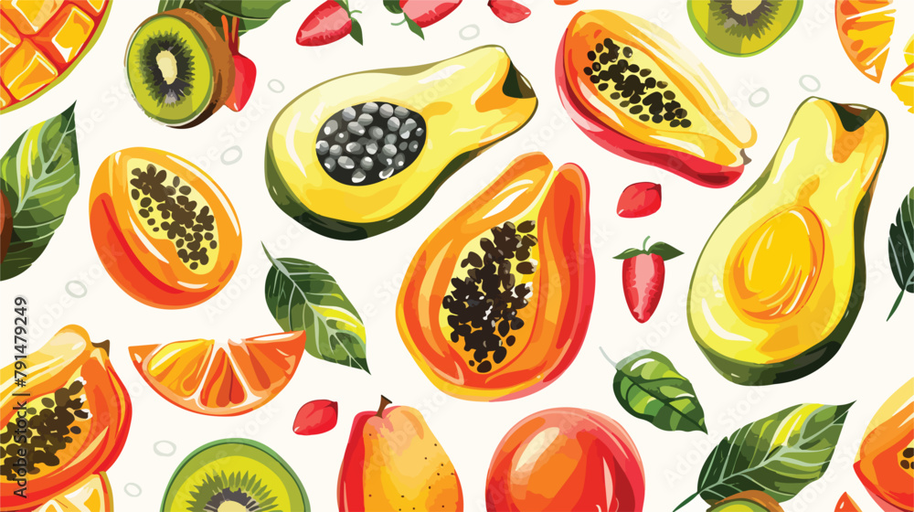 Colorful seamless pattern with tasty sweet fresh juice