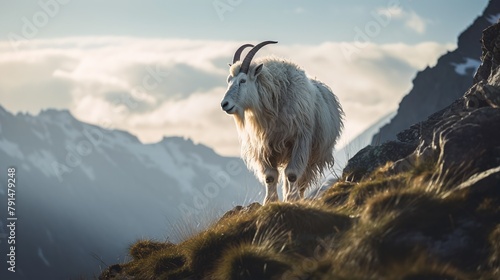 mountain goat in the mountains(wall paper) photo