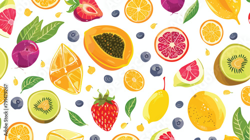 Colorful seamless pattern with tasty sweet fresh juice