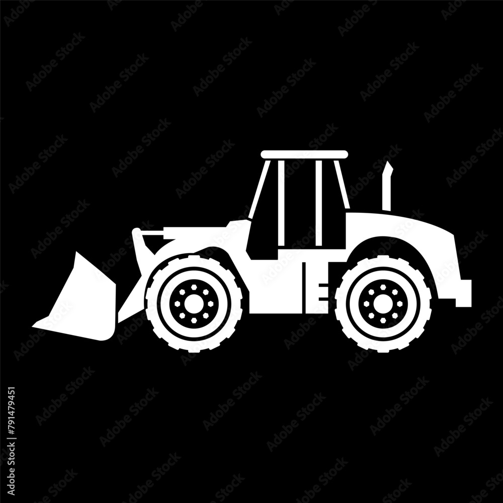 Fototapeta premium Bulldozer.Silhouette of bulldozer machine vector image. A blank background that can be edited and replaced.