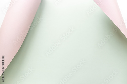 Sheet of paper with curled corners. Space for text,top view. Mock up