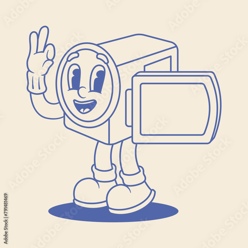 Handycam Mascot Illustration Outline Version