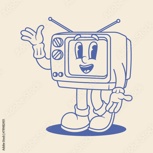 Television Mascot Illustration Outline Version