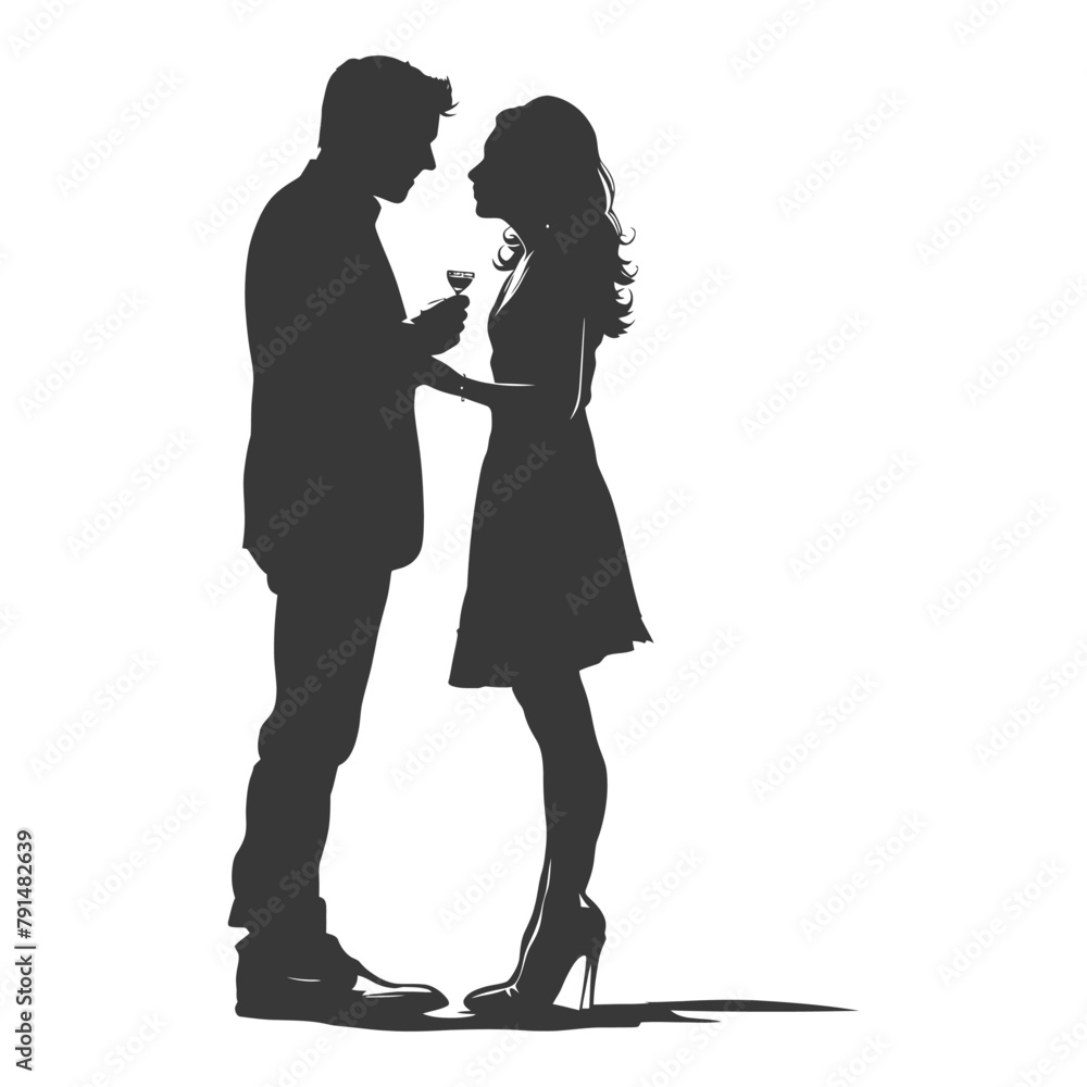 Silhouette wedding proposal by couple black color only Silhouette wedding proposal by couple black color only