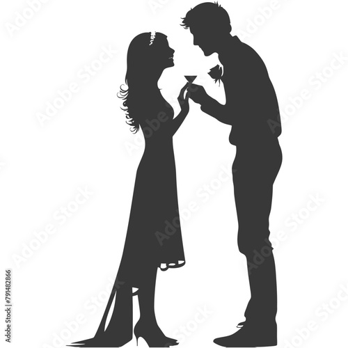 Wallpaper Mural Silhouette wedding proposal by couple black color only Torontodigital.ca