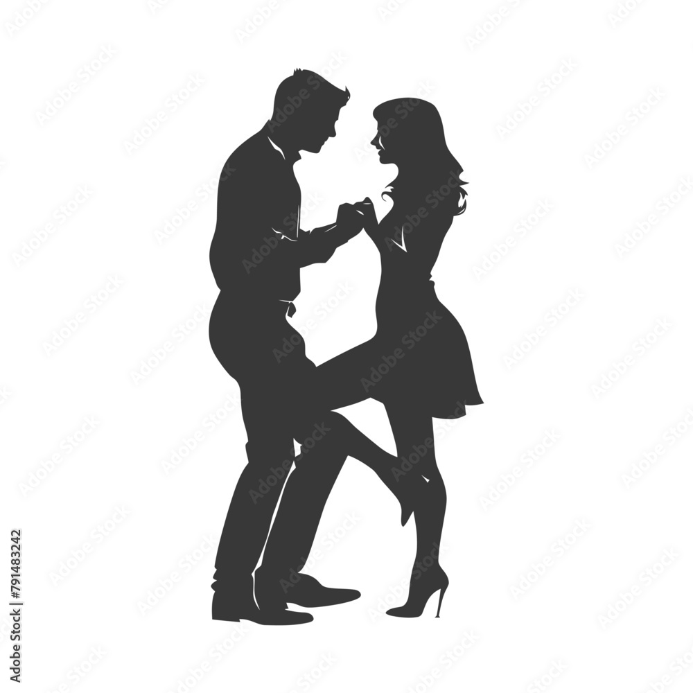 Silhouette wedding proposal by couple black color only