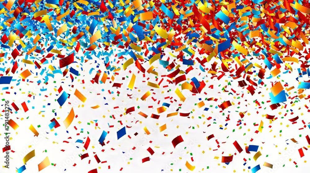 The 3D confetti party set is a photorealistic modern illustration. The perfect backdrop for party illustrations, celebrations, gifts, invitations, etc.