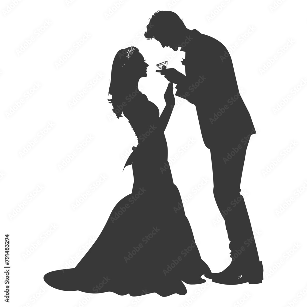 custom made wallpaper toronto digitalSilhouette wedding proposal by couple black color only