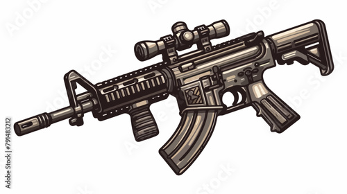 Isometric trendy icon of rifle Hand drawn style vector photo