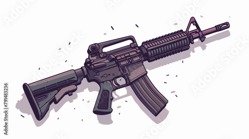Isometric trendy icon of rifle Hand drawn style vector photo