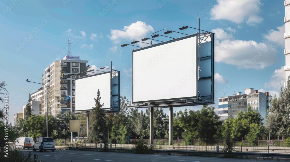 A collection of modern billboard mockups in urban environments, ideal for showcasing your outdoor advertising designs. A collection of modern billboard mockups in urban environments, ideal for showcasing your outdoor advertising designs.