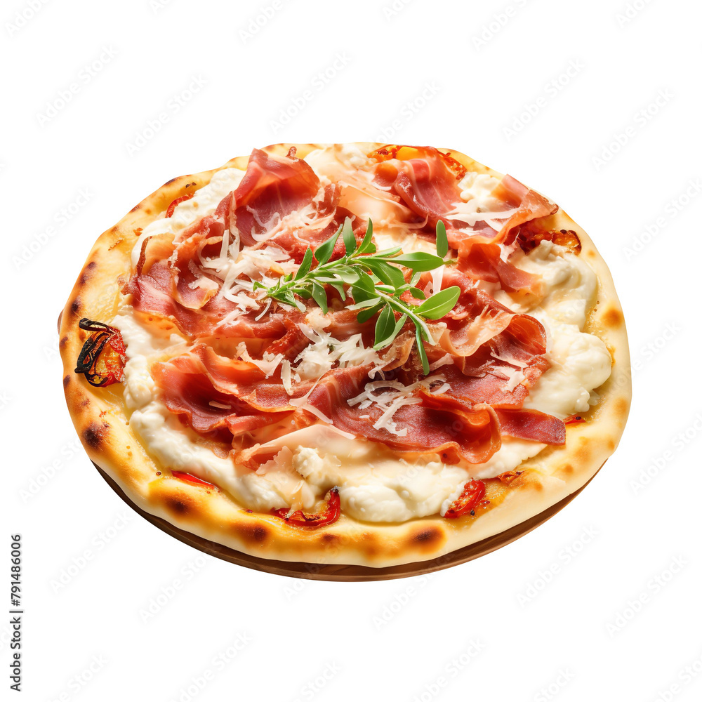 Tasty Ricotta and Pancetta Dollops Isolated On White Background Tasty Ricotta and Pancetta Dollops Isolated On White Background