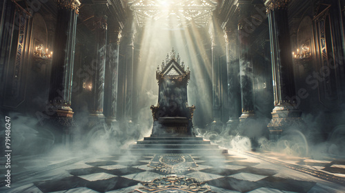 Fantasy throne in a palace. inside pyramid. 