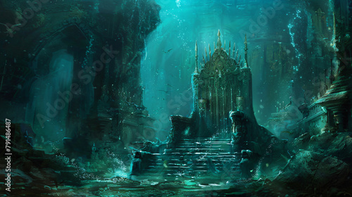 Fantasy throne underwater