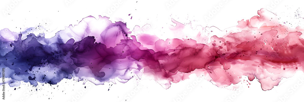 Pink and purple watercolor spot blend on transparent background.