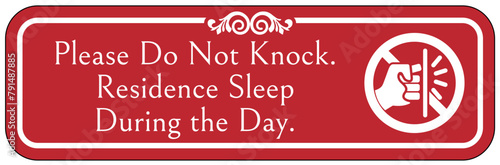Do not knock the door warning sign