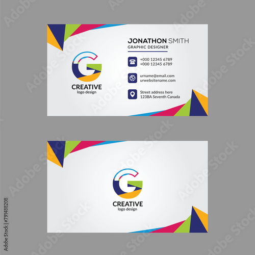 Vibrant Multi color G Letter Business Card Design